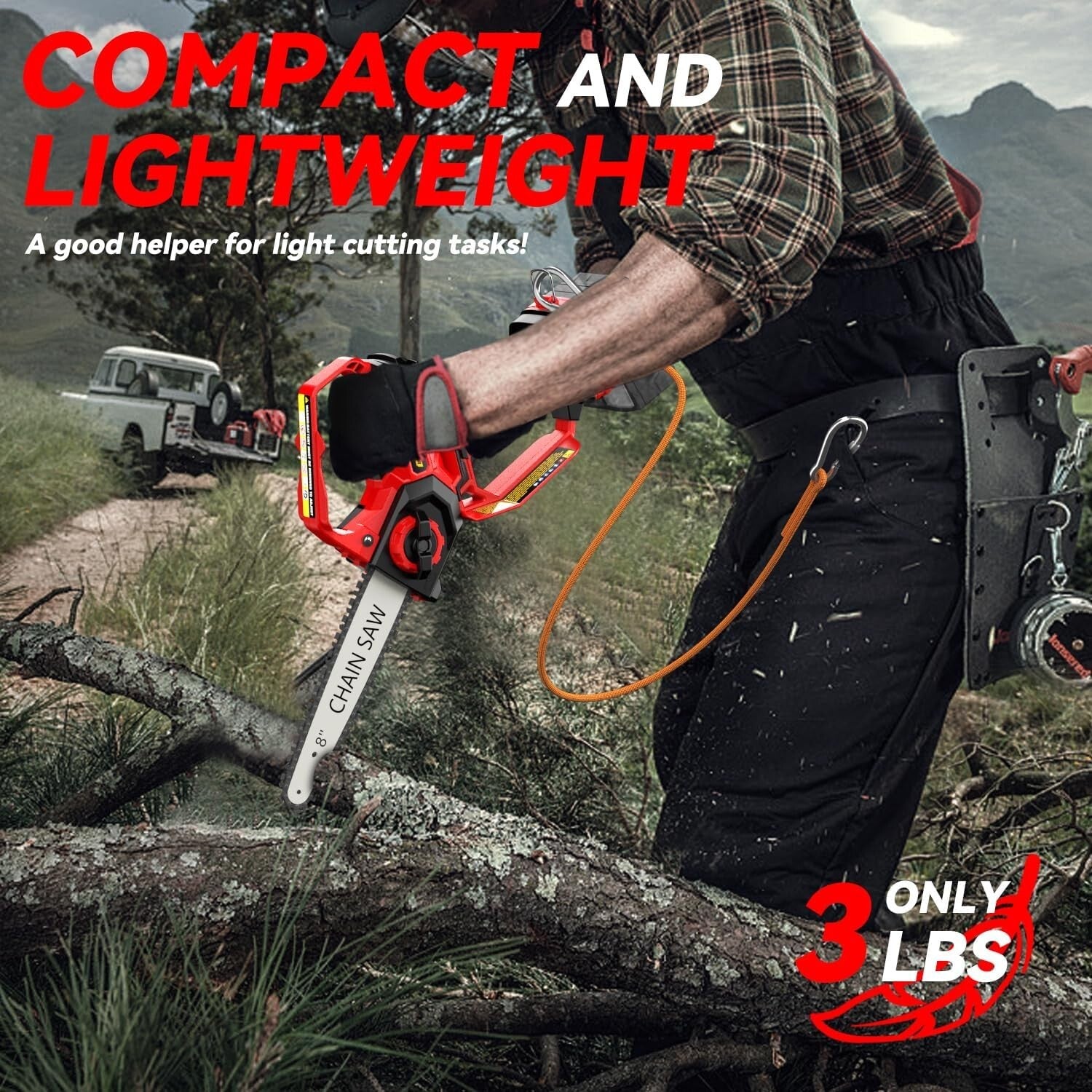Effortless Tree Pruning with Powerful Cordless Chainsaw - 26 ft/s Cutting Speed!