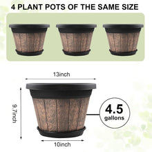 Load image into Gallery viewer, 13 Inch Large Resin Plant Containers - Set of 4 with Saucers for All Plants