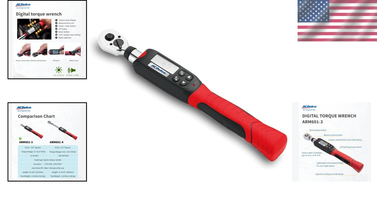 Advanced Digital Torque Wrench with Buzzer & LED – Compact 3 3/8” 3.7-37 ft-lbs