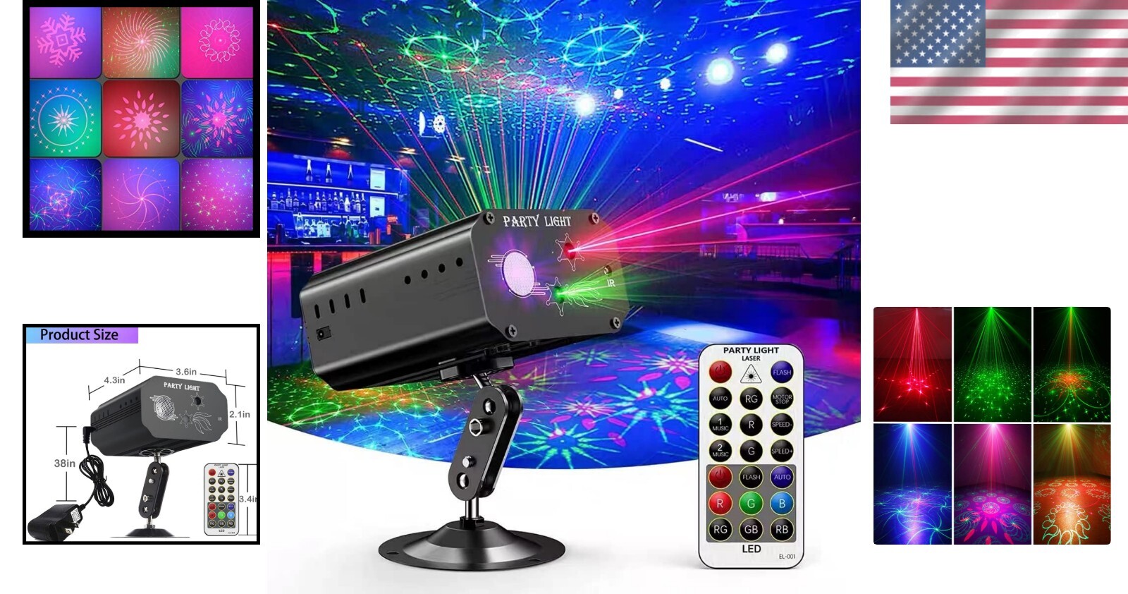 Multi-Effects Sound Activated Party Lights - Ideal for Weddings & Birthdays