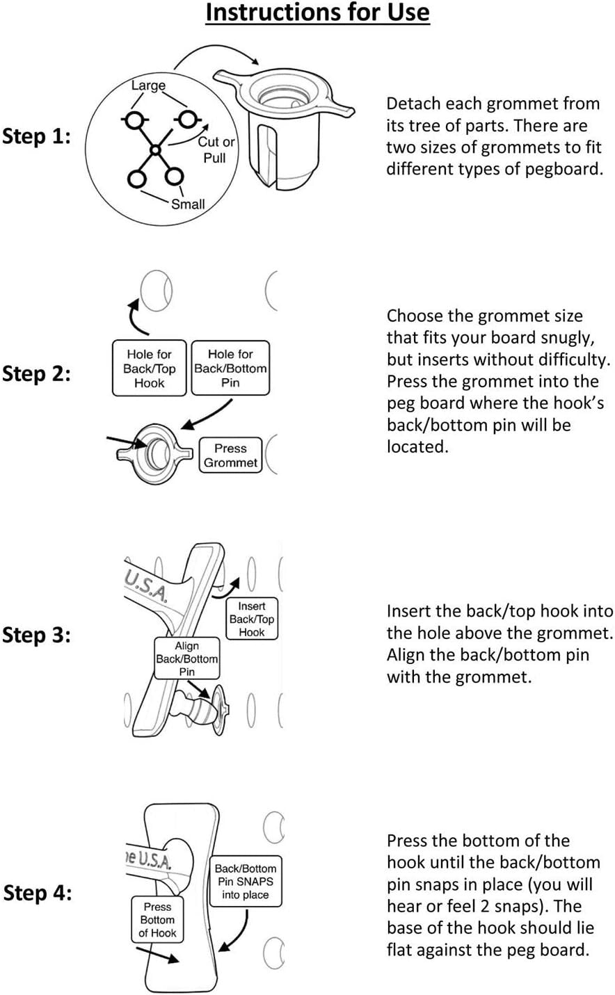 50 Count Matte Black Pegboard Hooks Kit with Patented Snap-Tite—Garage, Kitchen