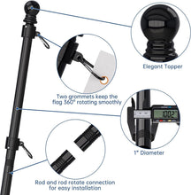 Load image into Gallery viewer, 5 FT Stainless Steel Flag Pole with 360° Rotating Ring - Ideal for Trucks, Boats