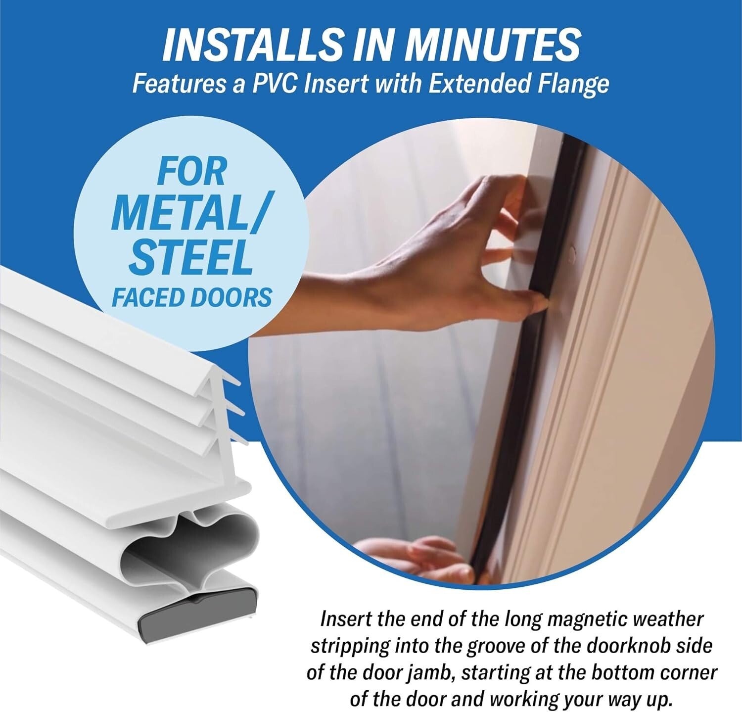 Adjustable Magnetic Weather Stripping Seal for Doors - Full Set 36" x 84"