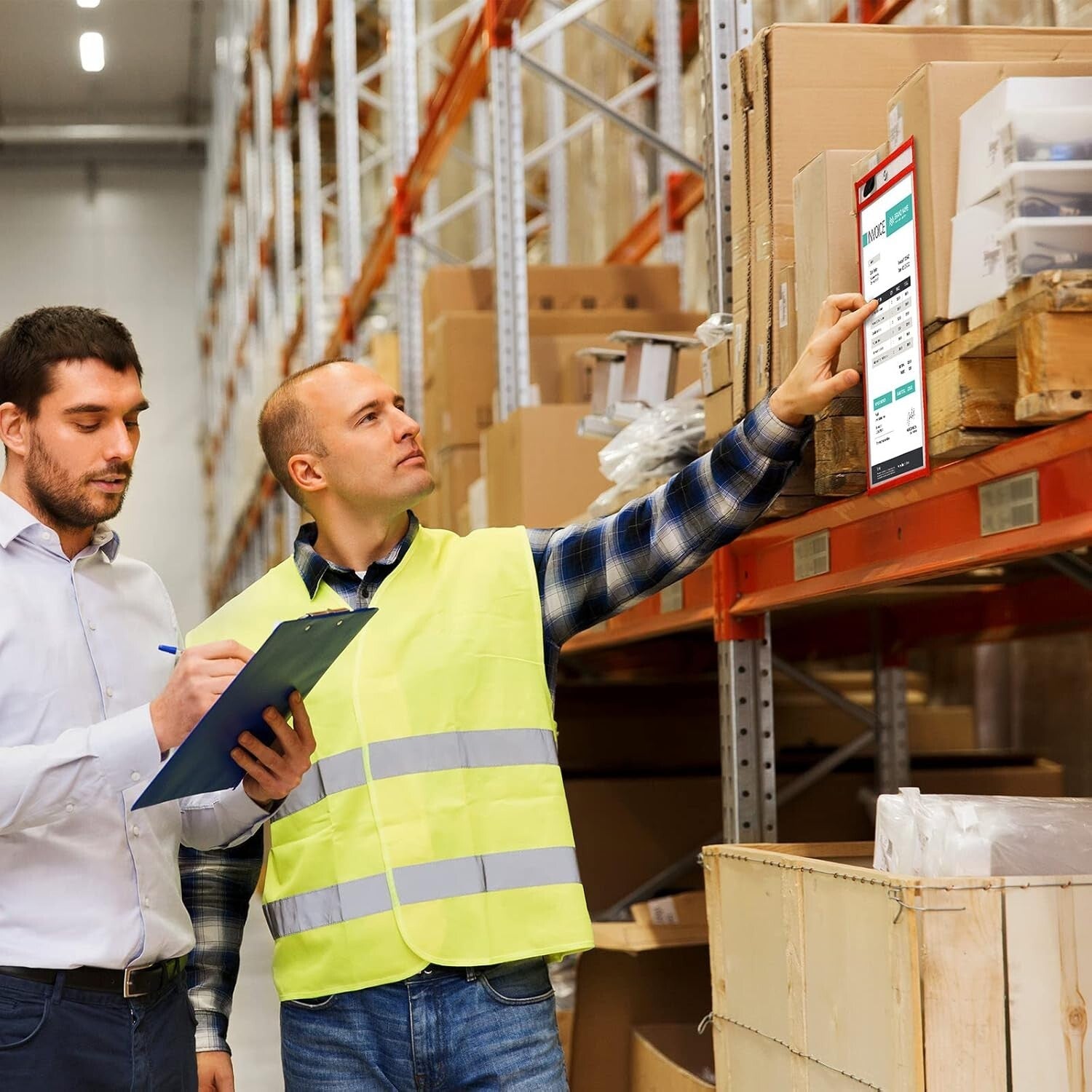 50 Clear Dry Erase Pockets - 14x10 Inch Ticket Holders for Classroom & Shop Use