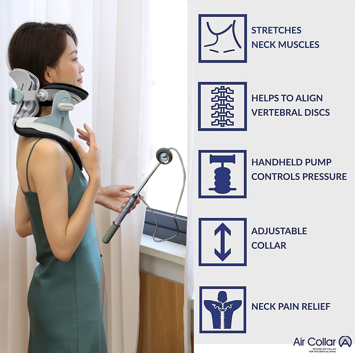 Adjustable Neck Traction Device by Air Collar - Pain Relief & Improved Alignment