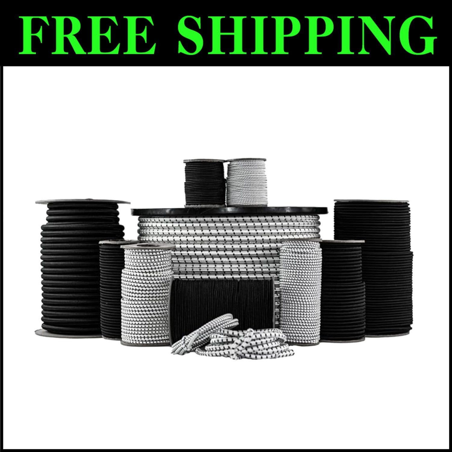 Durable Polypropylene Bungee Shock Cord 1/8" x 500ft - Marine Grade Elastic Rope