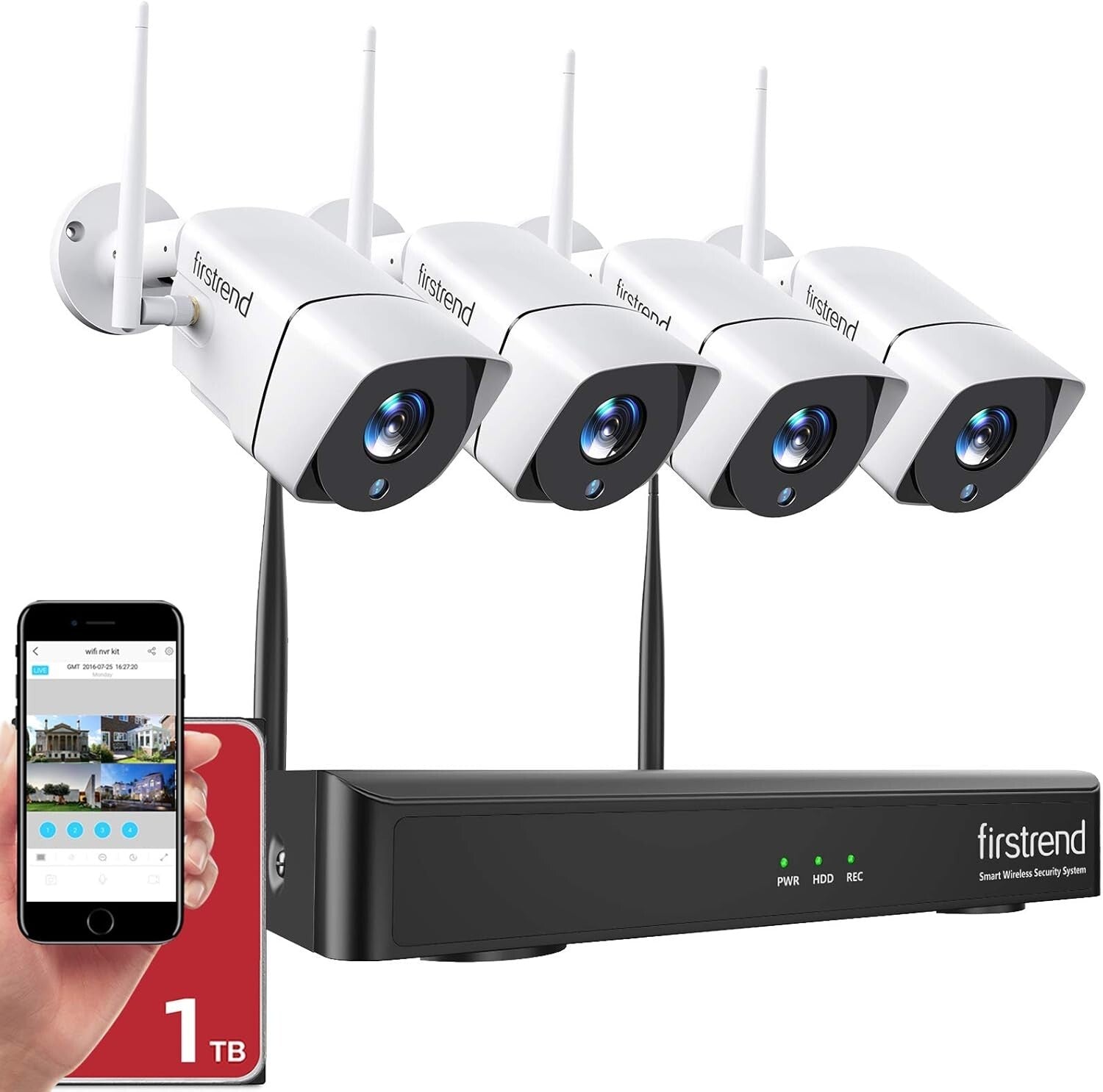 All-Inclusive Wireless Home Security System with 4 Cameras & Motion Detection