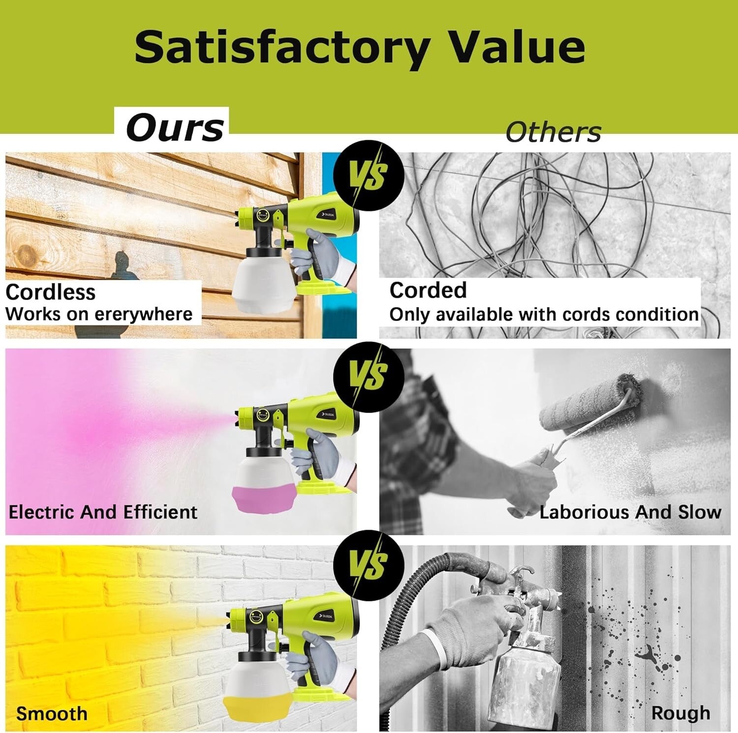 Efficient Cordless Handheld Paint Sprayer - 1000ML, Ideal for Cabinets & Walls