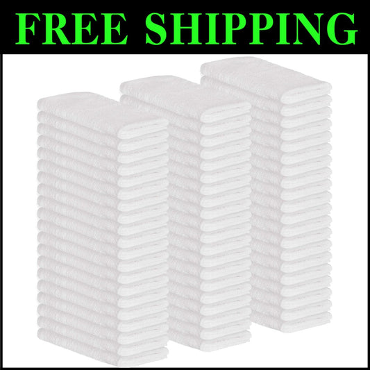 Durable 60-Pack White Terry Towels - Soft, Absorbent Washcloths for All Needs