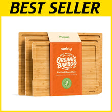 Load image into Gallery viewer, Set of 3 Bamboo Cutting Boards - Non-Toxic Kitchen Essentials with Juice Grooves