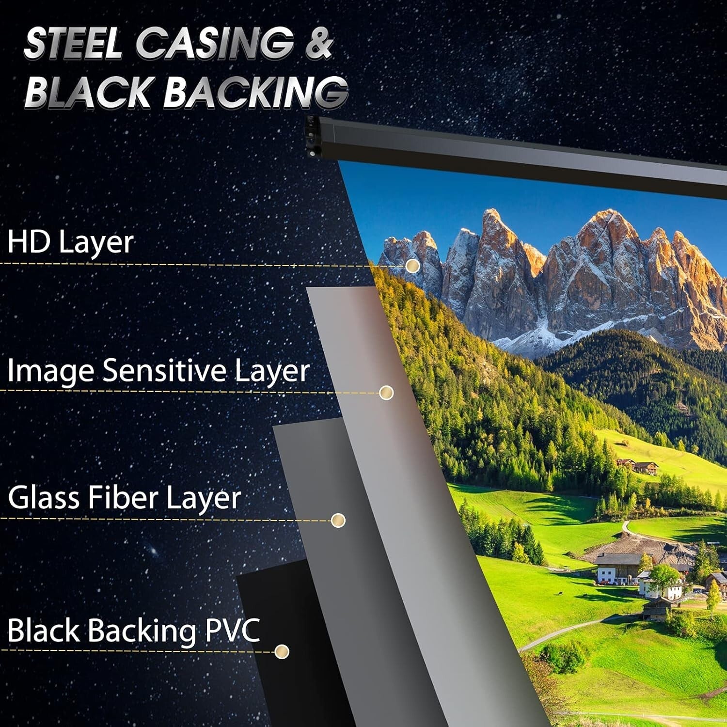 4:3 Electric Projector Screen with Remote - 120 Inch for Home & Outdoor Cinema