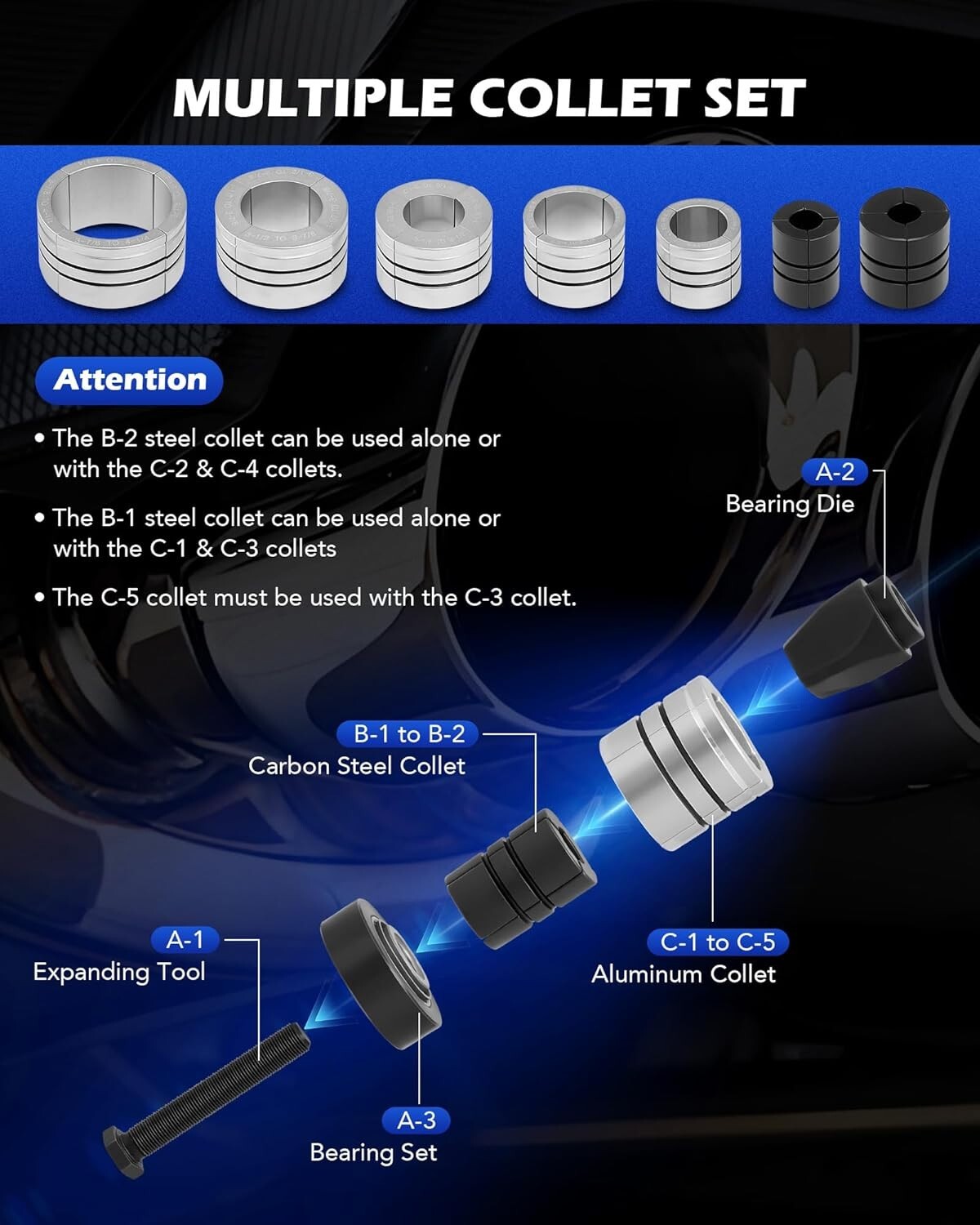 Professional Muffler Pipe Expander with Storage Case - Heavy Duty 10.56 lbs