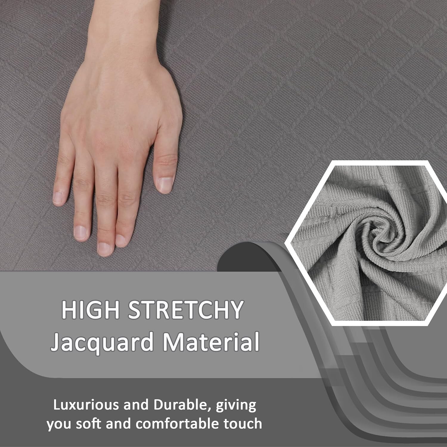 Extra Wide 75"-100" Reclining 2-Seater Jacquard Loveseat Slipcover - Light Grey