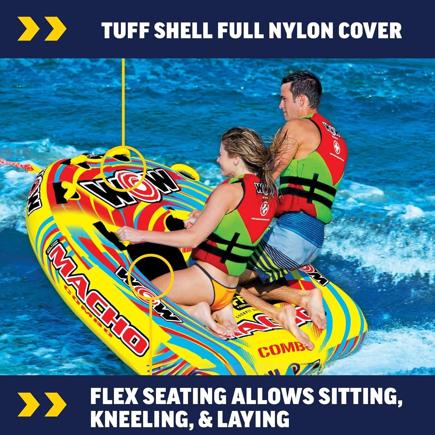 Durable 1-2 Person Towable Water Tube with UV Protection & Easy-Connect System