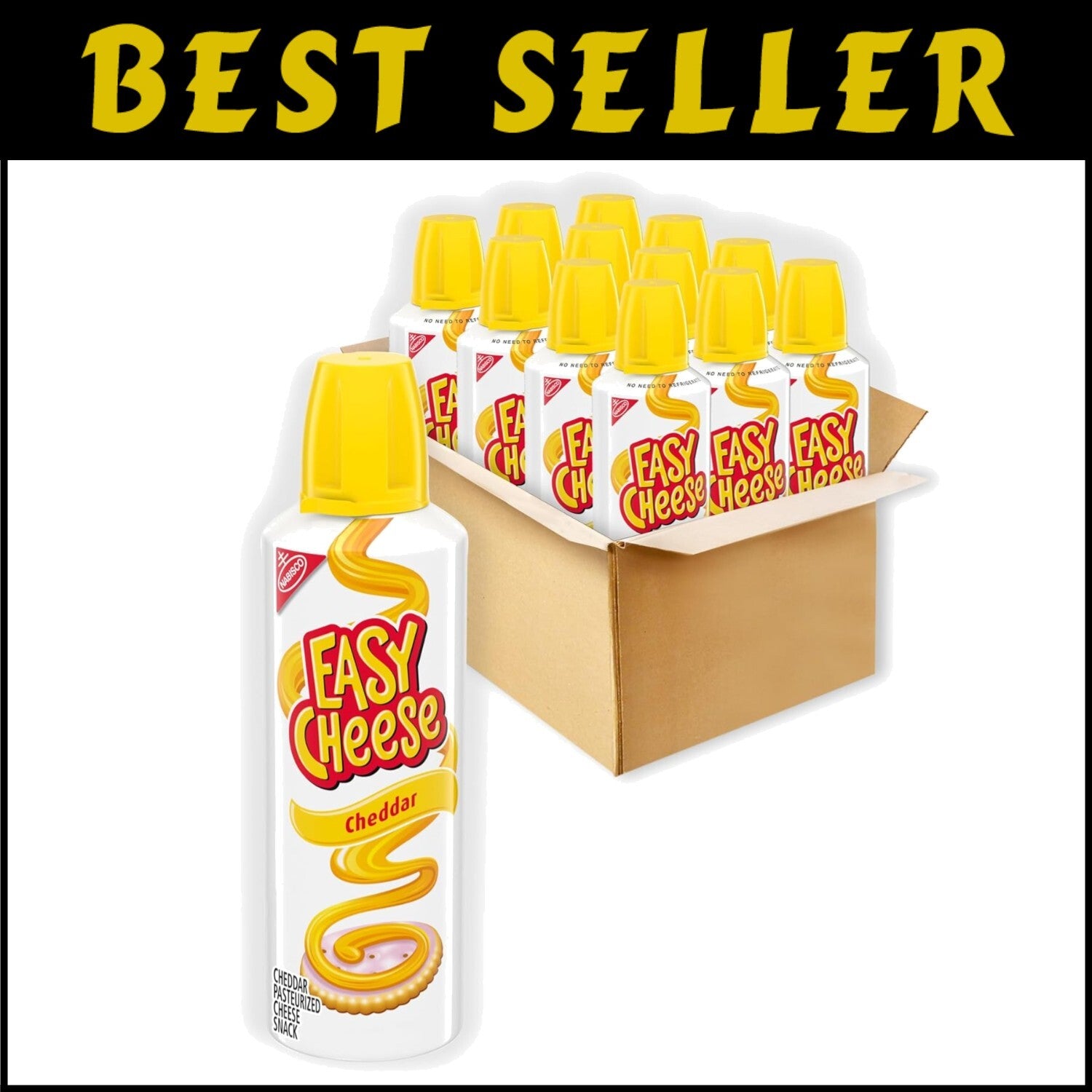 12 Pack 8 oz Cheddar Cheese Spray - Authentic Flavor, No Refrigeration Needed