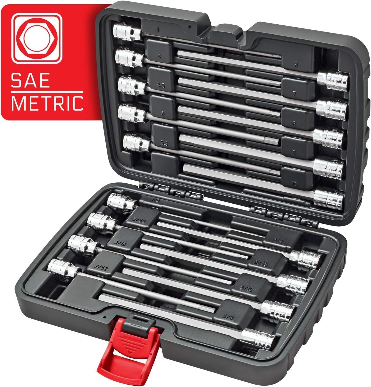 High-Performance 18-Piece Extra Long Hex Bit Socket Set | Compact Storage Case