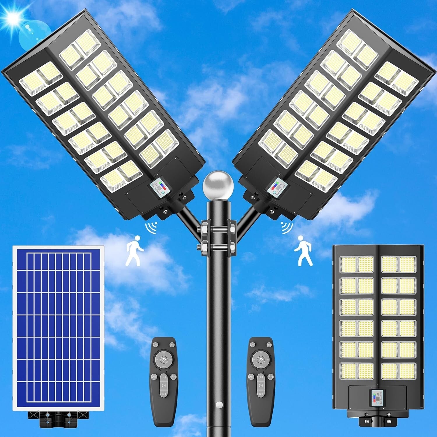 300000 Lumens Waterproof Solar Street Light Set – Motion Sensor Outdoor Lighting