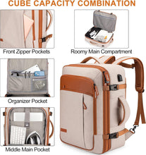 Load image into Gallery viewer, Expandable 40L Travel Backpack for Men &amp; Women - Water Resistant &amp; Stylish Beige