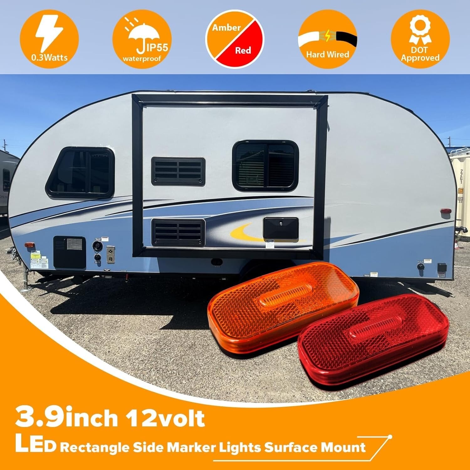 Versatile 12V LED Clearance Light Set - 6 Amber, 6 Red Lights for Trucks and RVs