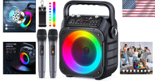 Load image into Gallery viewer, Karaoke Speaker System with Dynamic Lights, Dual Microphones &amp; AUX Support