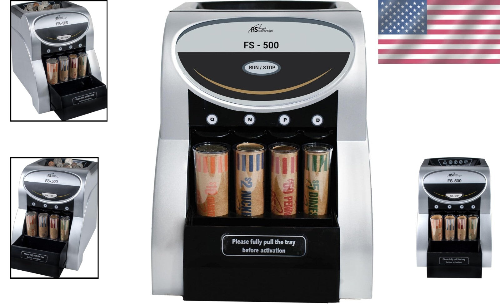 Efficient One-Row Coin Sorter with Patented Anti-Jam Tech and Overflow Tray