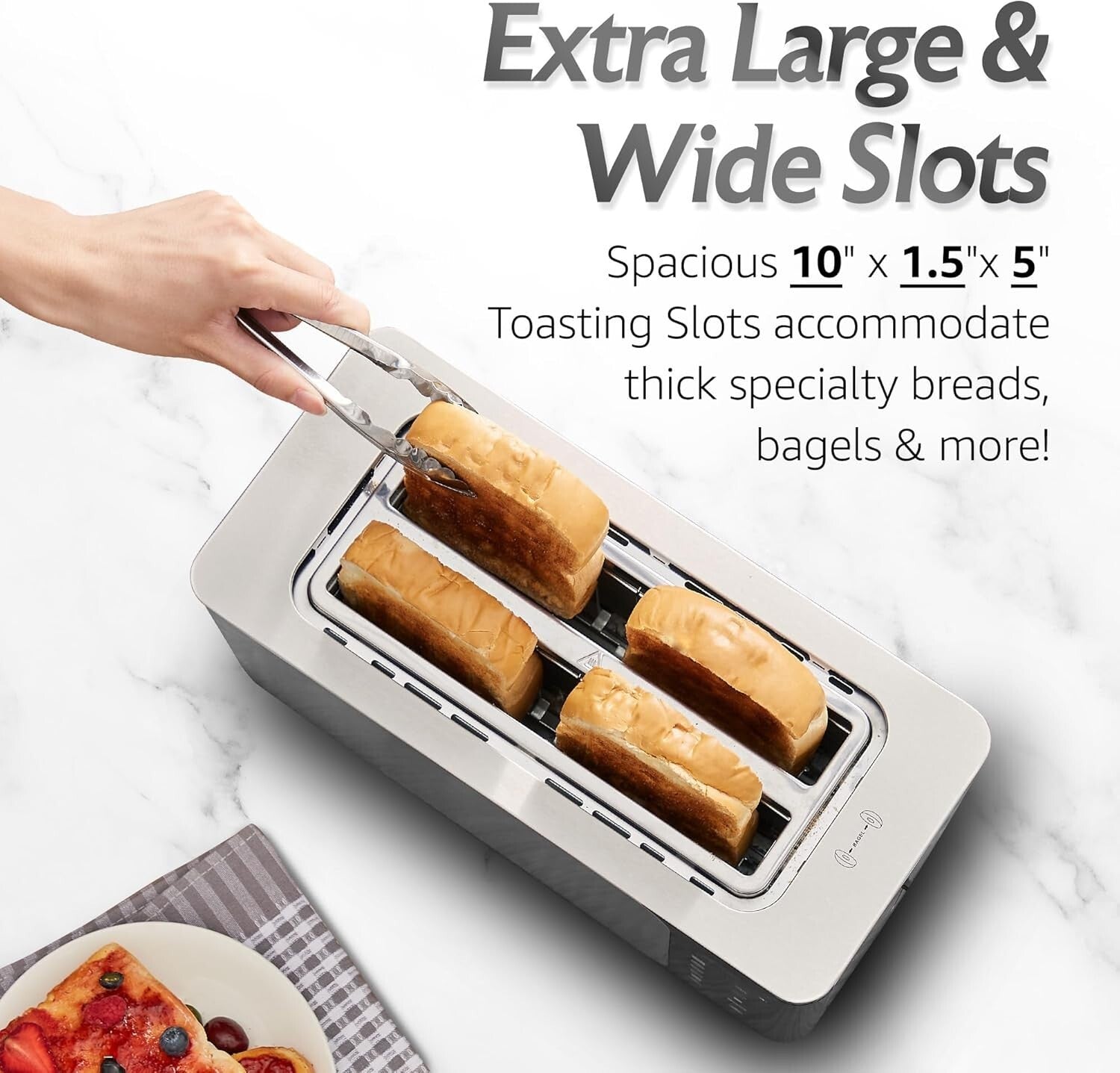 Advanced Stainless Steel Toaster - 4-Slice, Touchscreen, 6 Browning Settings