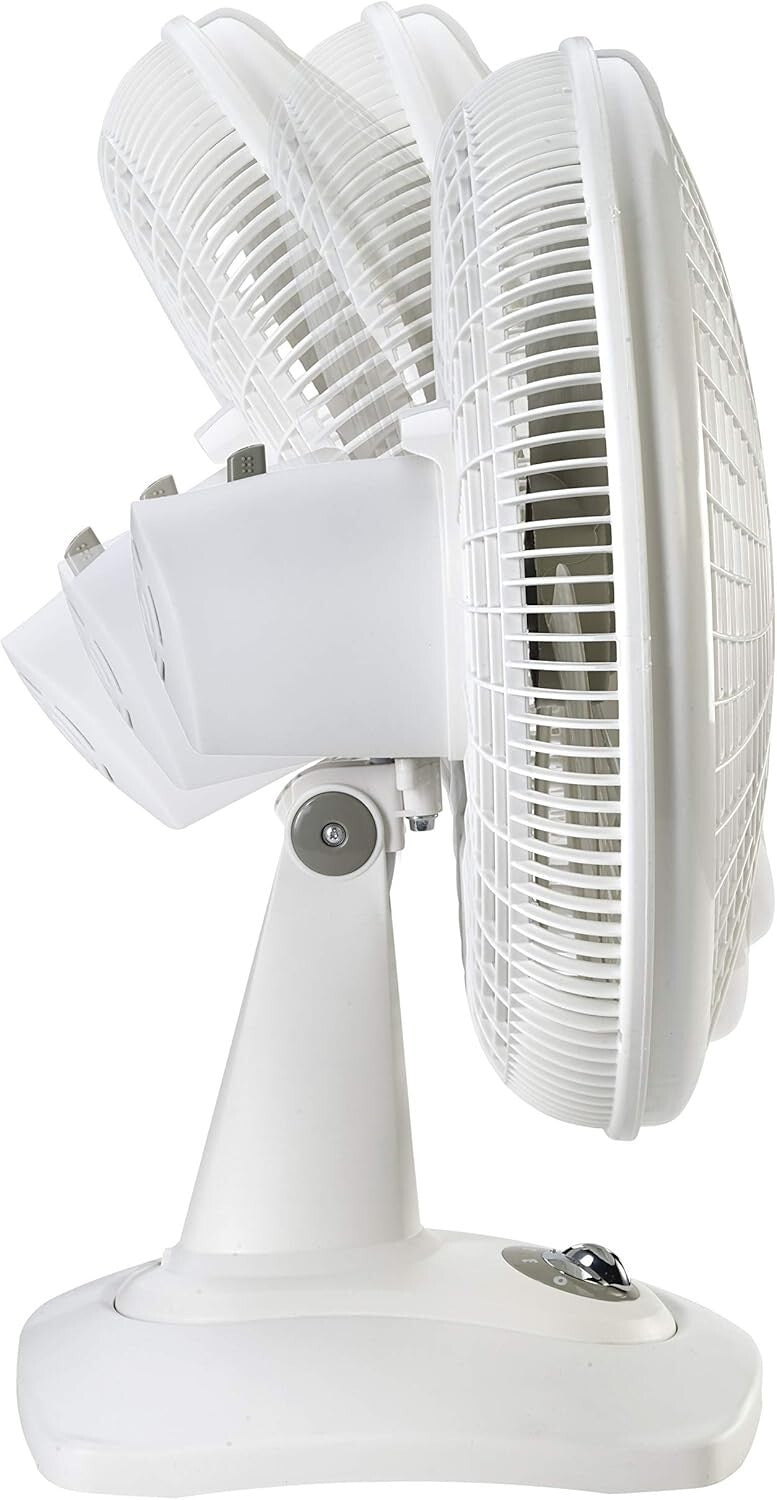 16-Inch White Table Fan – Energy Efficient Oscillating Cooling Solution
