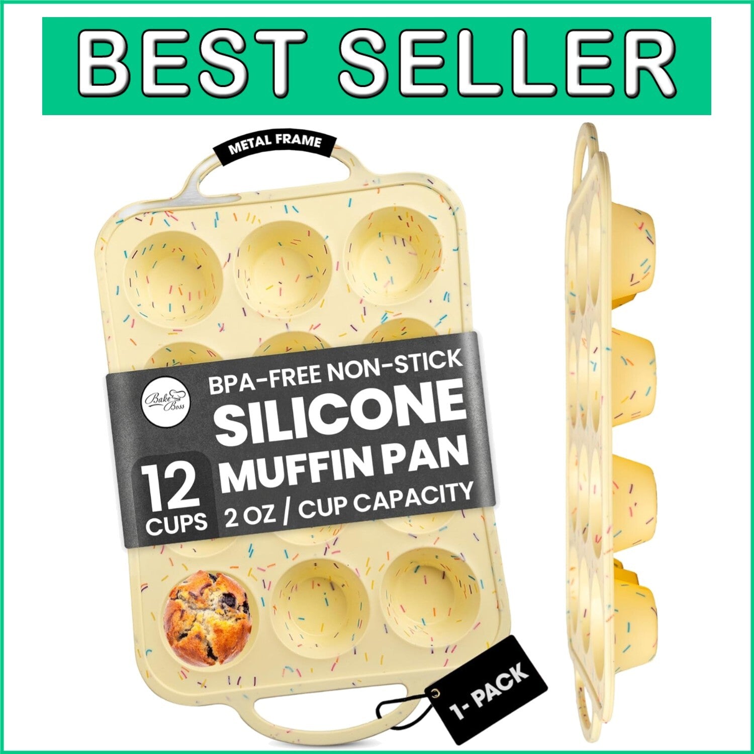 BPA-Free Silicone Mini Muffin & Cupcake Pan - 12 Cups, Oven & Dishwasher Safe