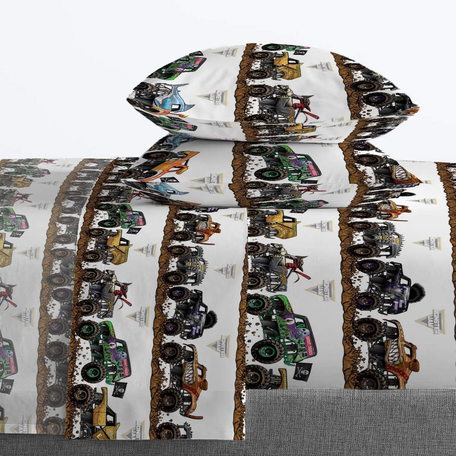 Exciting Monster Truck Full Bed Set - Comforter & Sheets for Kids’ Rooms