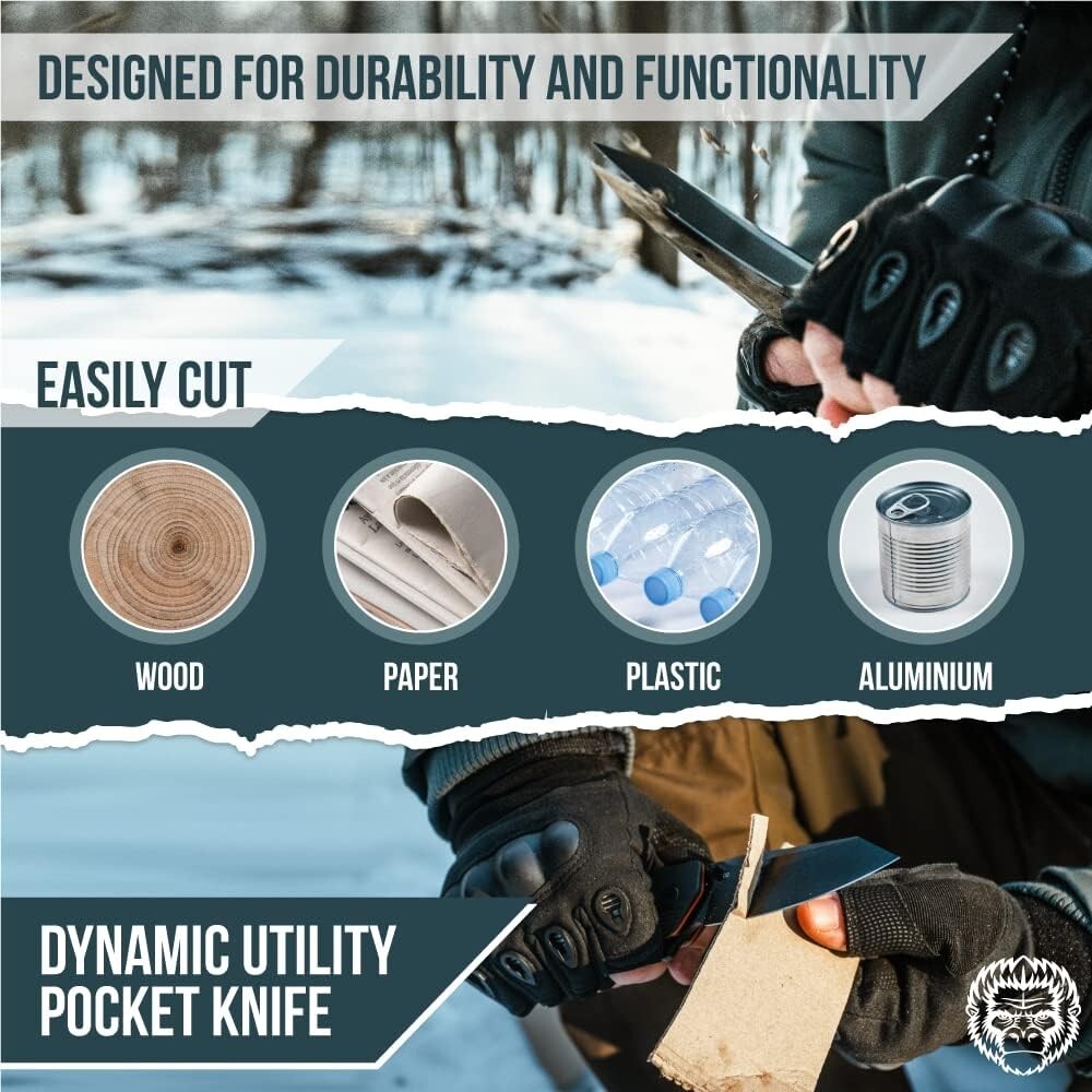 Versatile Black+Orange Tactical Pocket Knife with Gift Box - Perfect for Camping