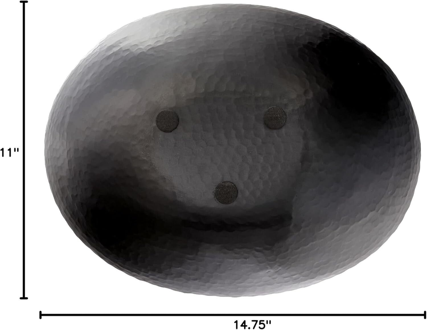 Elegant 14.75" x 11" Hammered Black and Copper Oval Bowl - Fruit or Nut Use