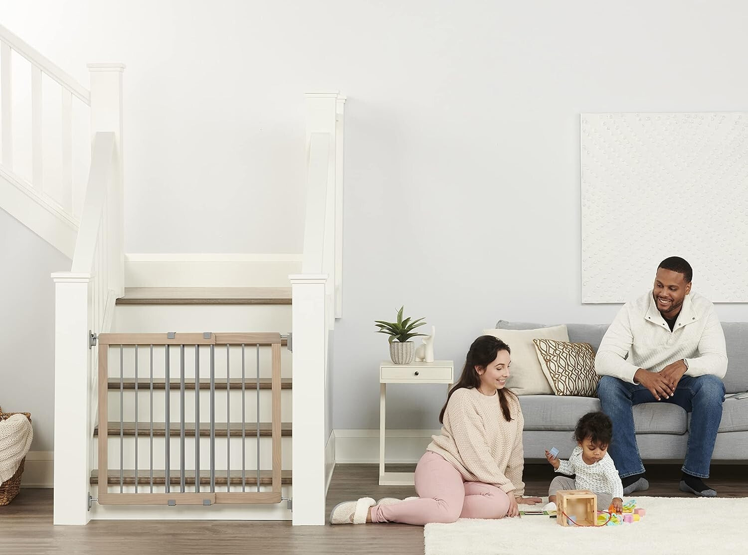 Elegant Walk-Through Baby Safety Gate - 30-Inch Height, Easy Assembly & Stylish