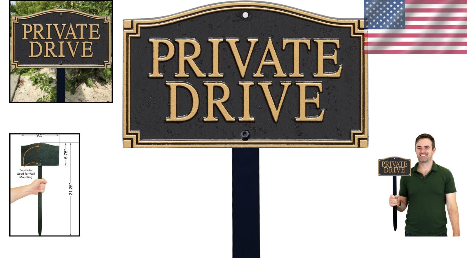 Architectural 5.75" x 9.5" Private Property Garden Sign with Stake for Entrances