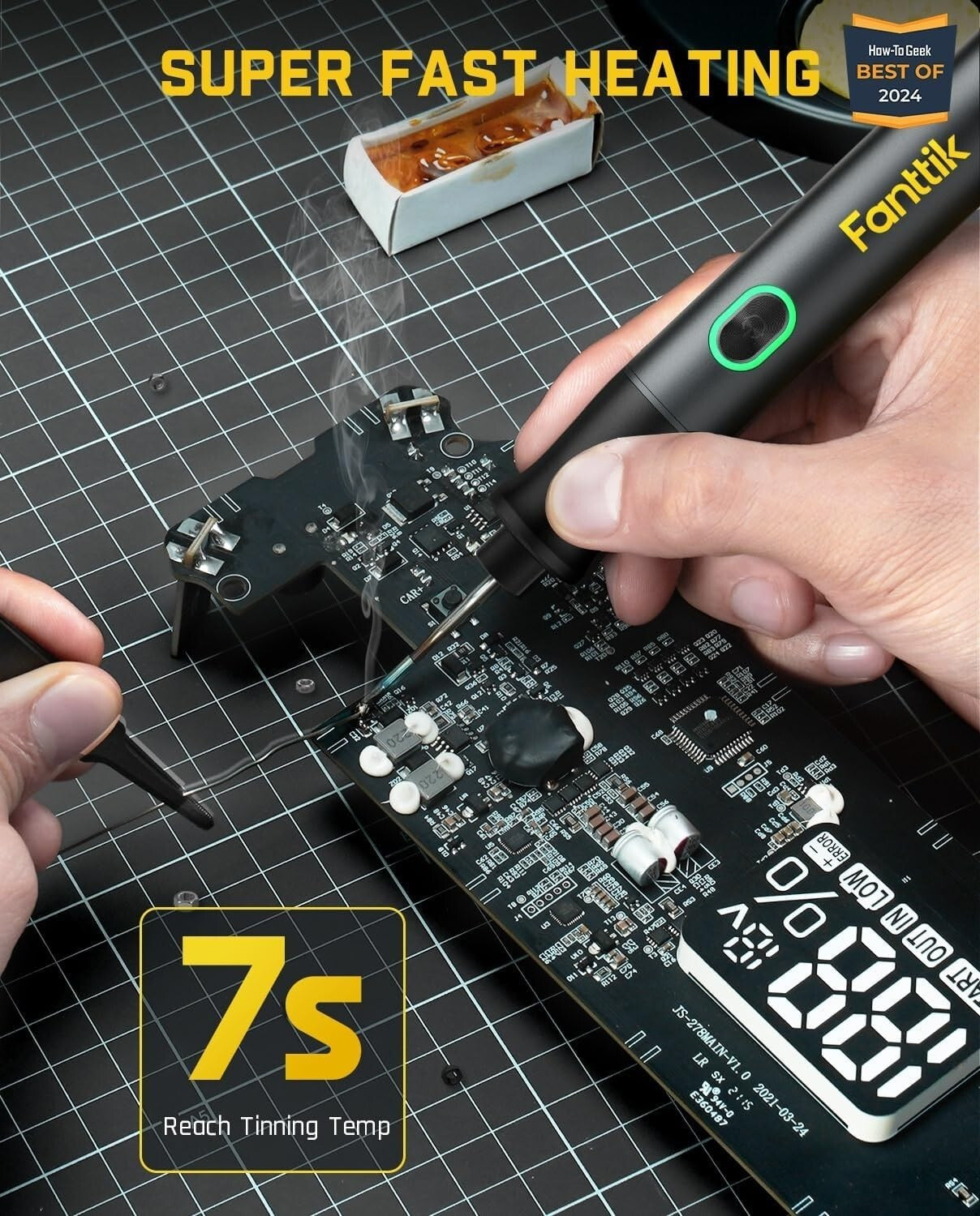 Advanced Wireless Soldering Iron Kit with ESD Tweezers & 4 Precision Tips