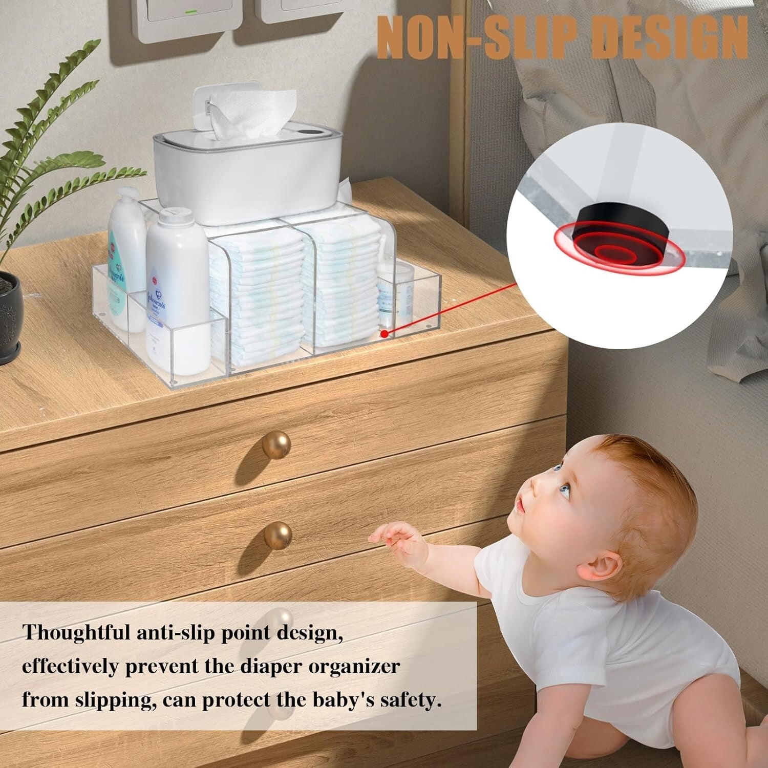 Premium Non-Toxic Acrylic Diaper Organizer for Safe and Stylish Nursery Spaces