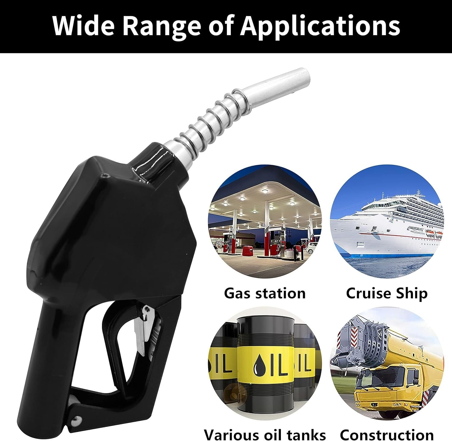 Efficient Automatic Black Fuel Nozzle 3/4" NPT for Diesel and Biofuel – 16 GPM