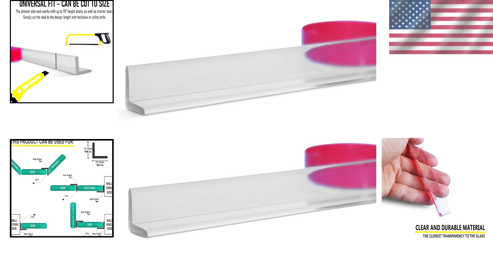 Professional Grade L-Shaped Shower Door Seal Strip for Frameless Applications