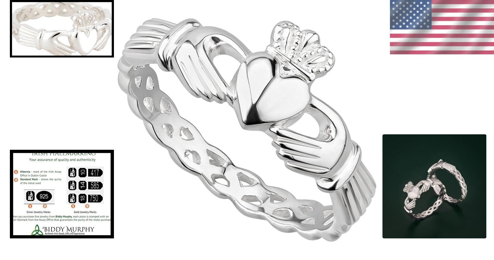 Elegant Sterling Silver Claddagh Ring with Braided Design - Perfect Gift for Her