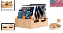Load image into Gallery viewer, Sustainable Bamboo Charging Station: 10 Ports for Classrooms &amp; Corporate Spaces