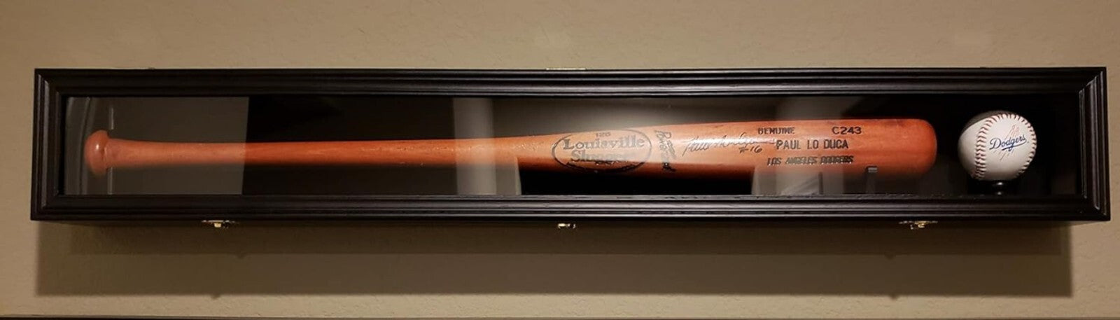 Ultra Clear Acrylic Baseball Bat Holder with Lock - Beechwood Frame Display Case
