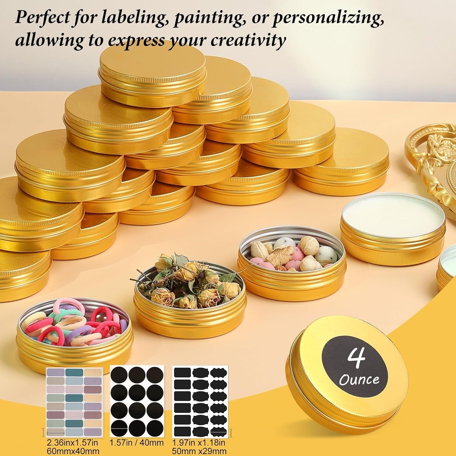 Durable Round 4 oz Aluminum Tins – Eco-Friendly Screw-Top Containers, 50 Pack