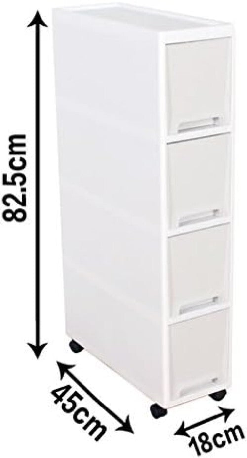 Slim White Rolling Storage Organizer with Drawers - Perfect for Tight Spaces