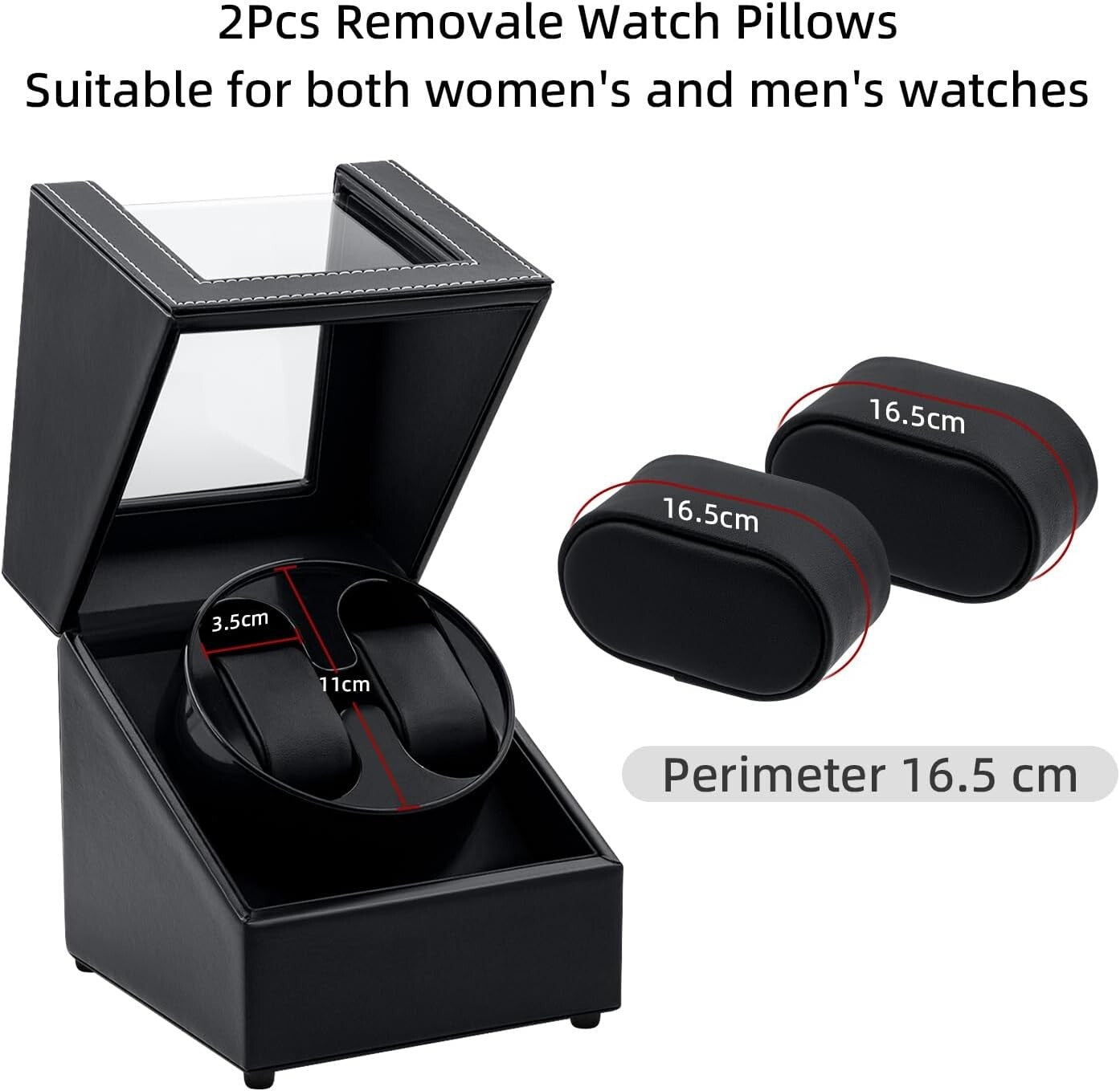Black Elegant Watch Winder Box with Two Rotation Modes - Perfect Gift for Men