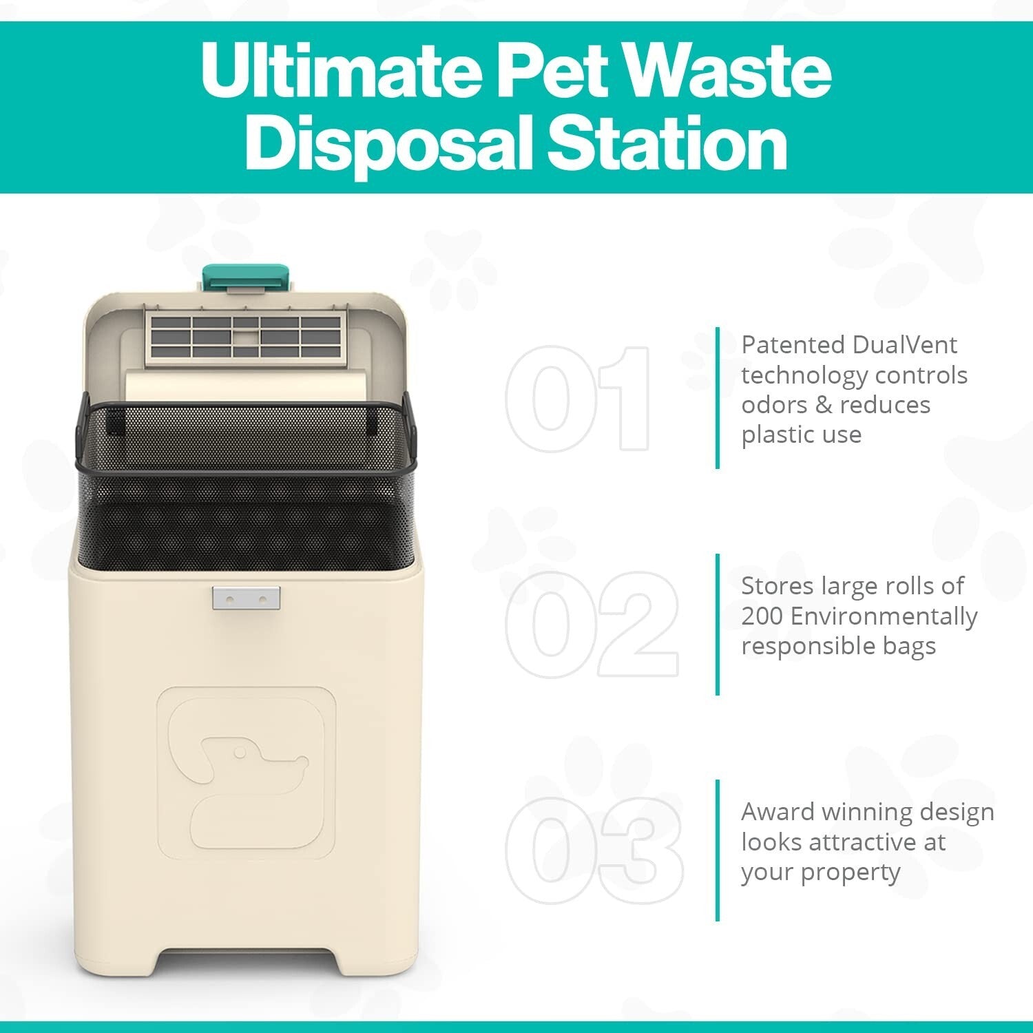 Odor-Controlling Dog Waste Station - UV & Weather Resistant with Mounting Option