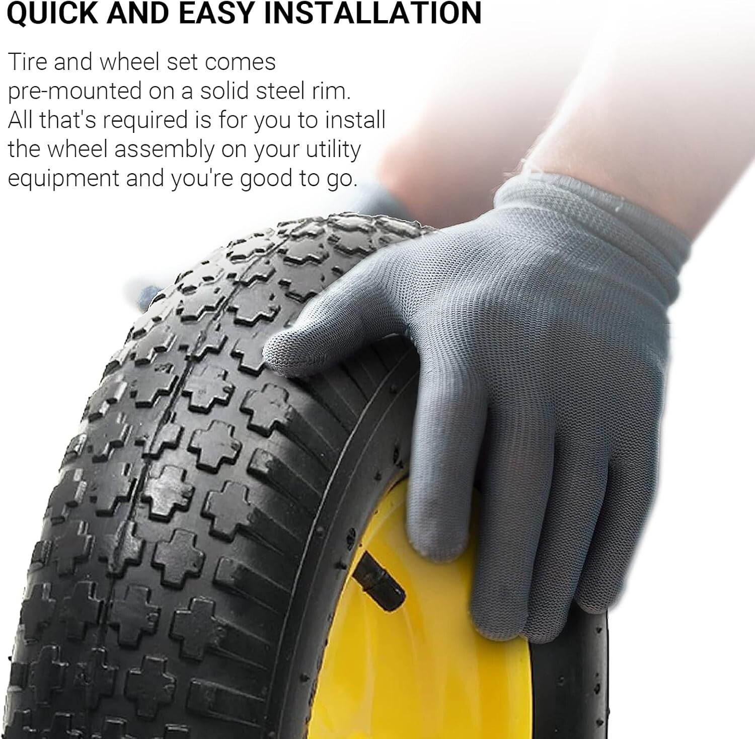 Pneumatic 4.80/4.00-8 Tire and Wheel Assembly for Easy Installation on Equipment