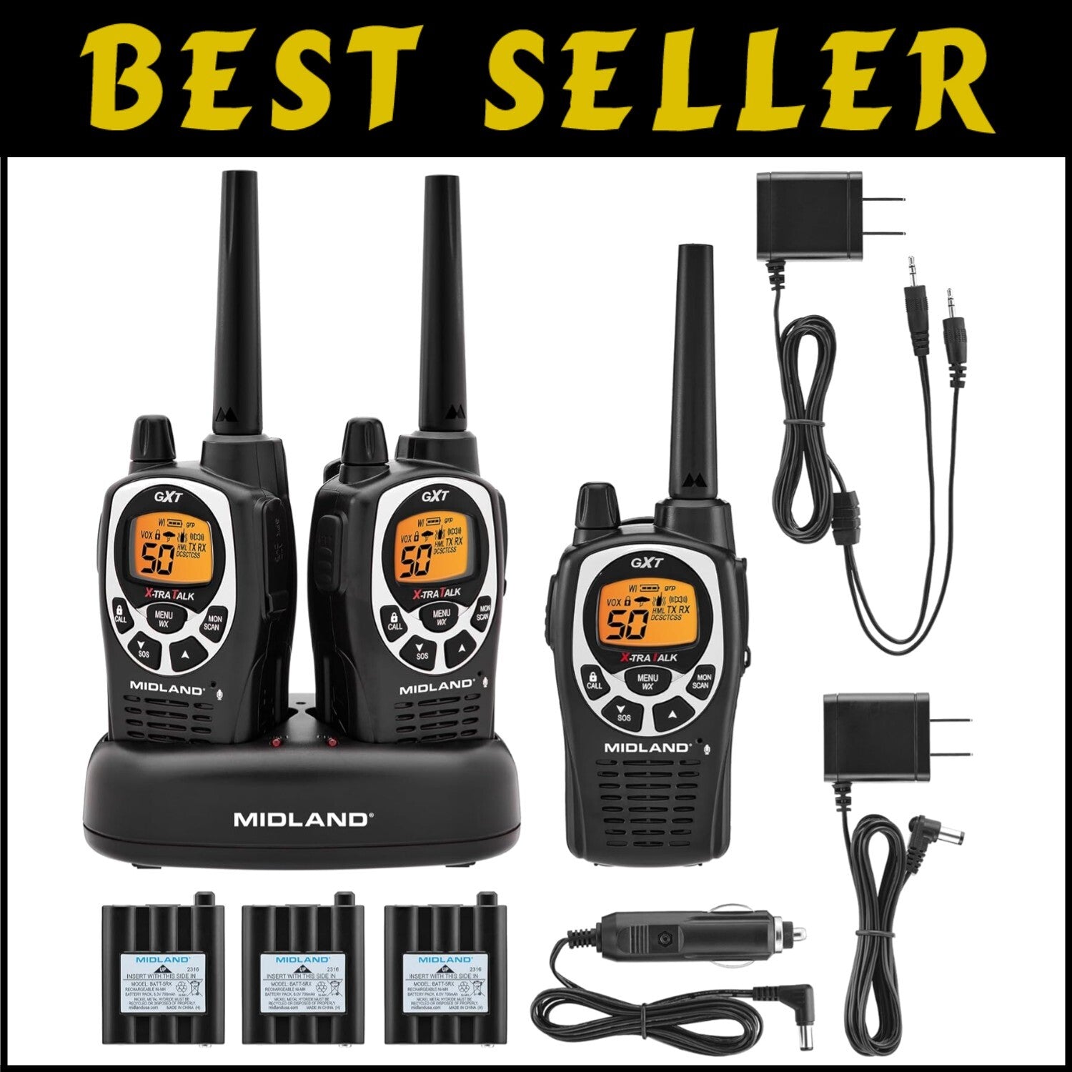 Family Ready Waterproof Walkie-Talkies with 142 Privacy Codes & Alerts