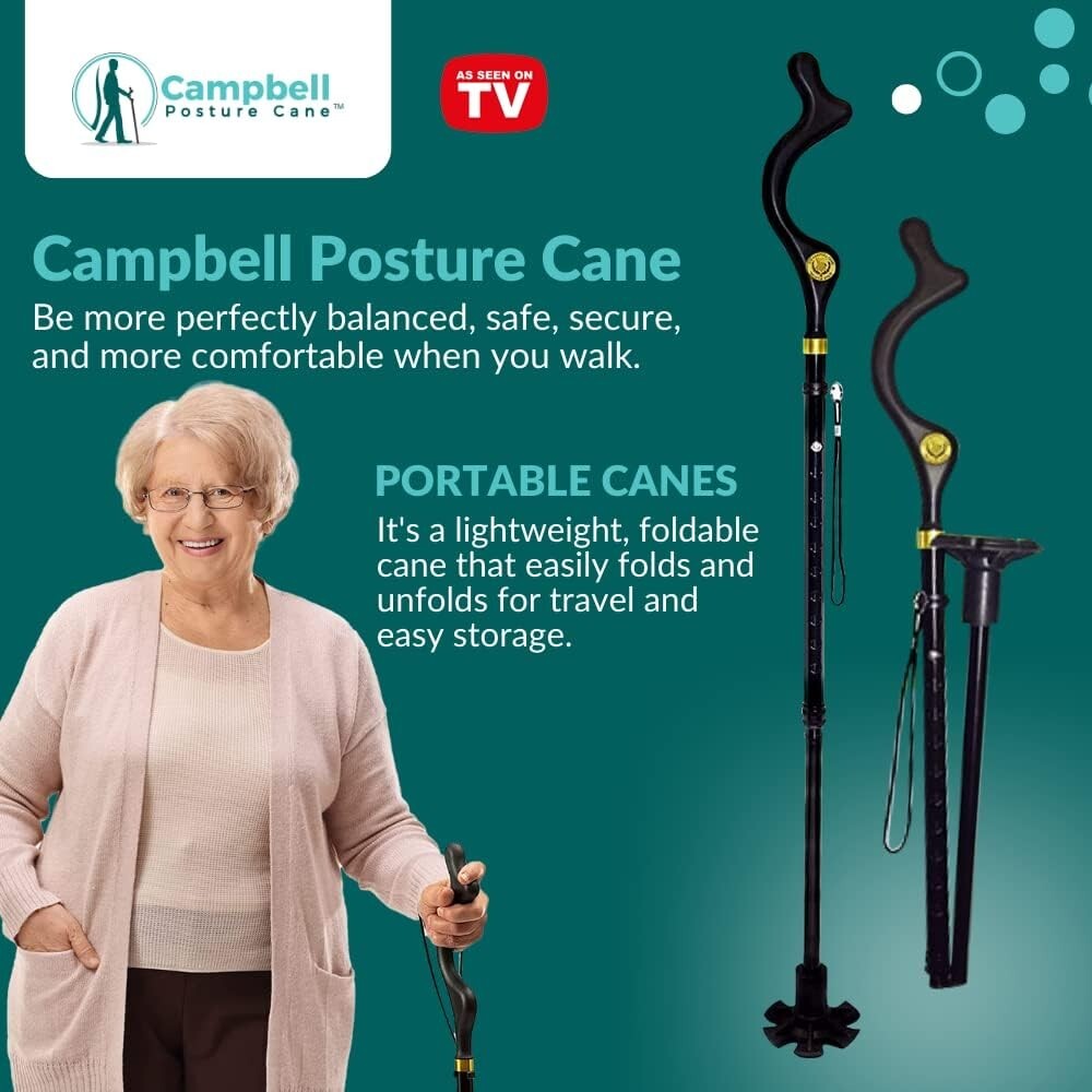 Ergonomic Folding Walking Cane for Seniors - Adjustable Height 40-49 Inches