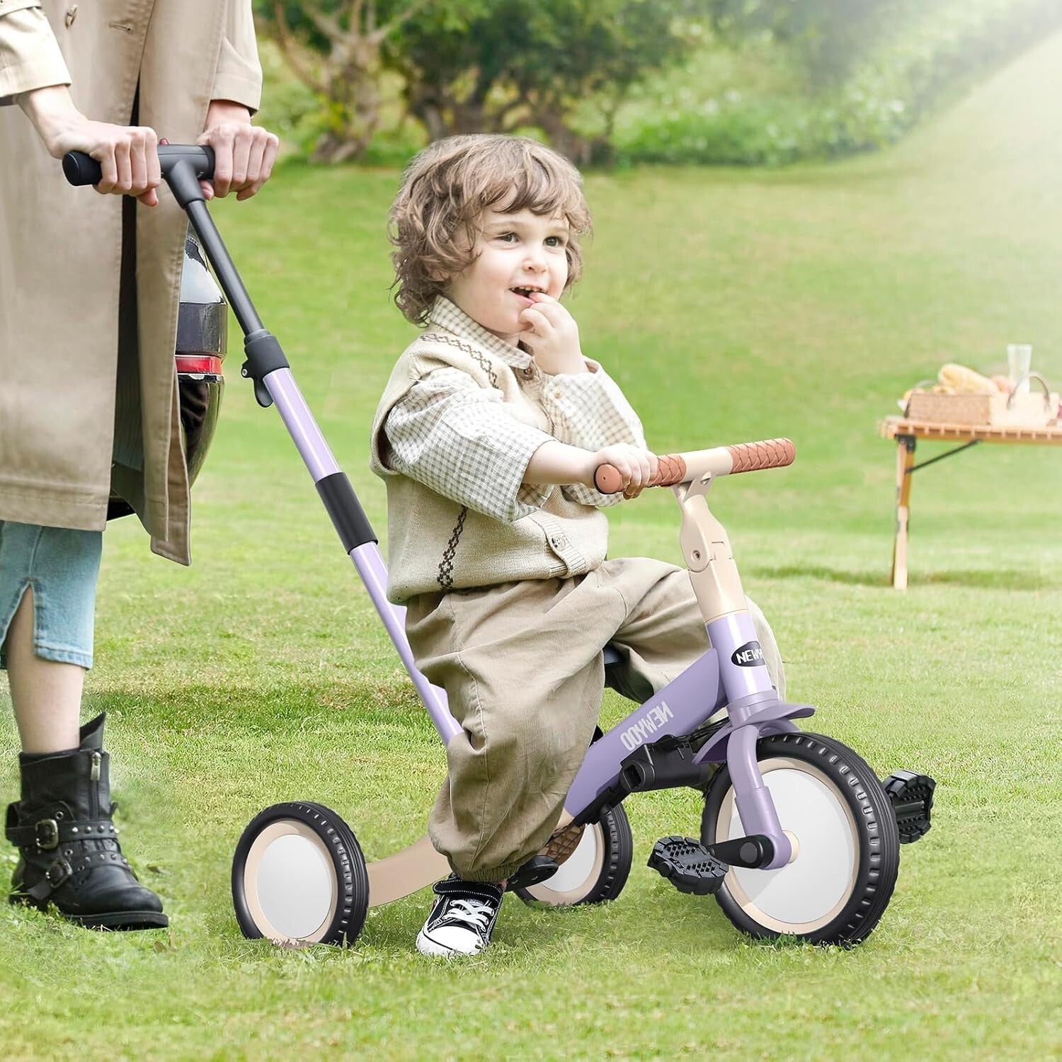 Adjustable Purple Toddler Tricycle with Safety Features - Perfect Birthday Gift
