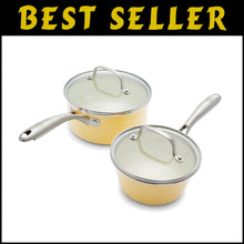 Load image into Gallery viewer, Versatile Yellow Ceramic Nonstick Saucepan Set (1QT &amp; 2QT) - For Healthy Cooking