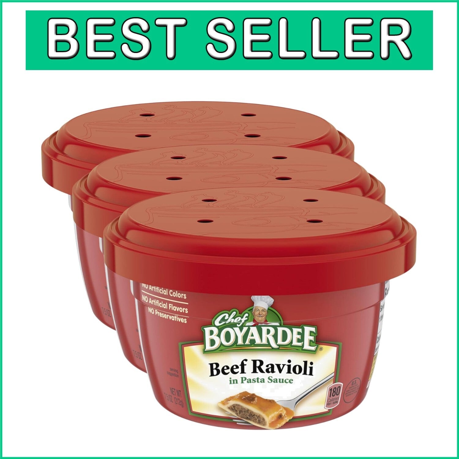 Easy Microwave Beef Ravioli in Pasta Sauce - Pack of 12 Convenient Bowls